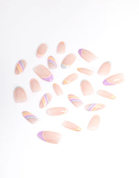 Plastic Multi Rainbow Press On Nails - link has visual effect only