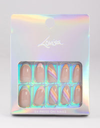 Plastic Multi Rainbow Press On Nails - link has visual effect only