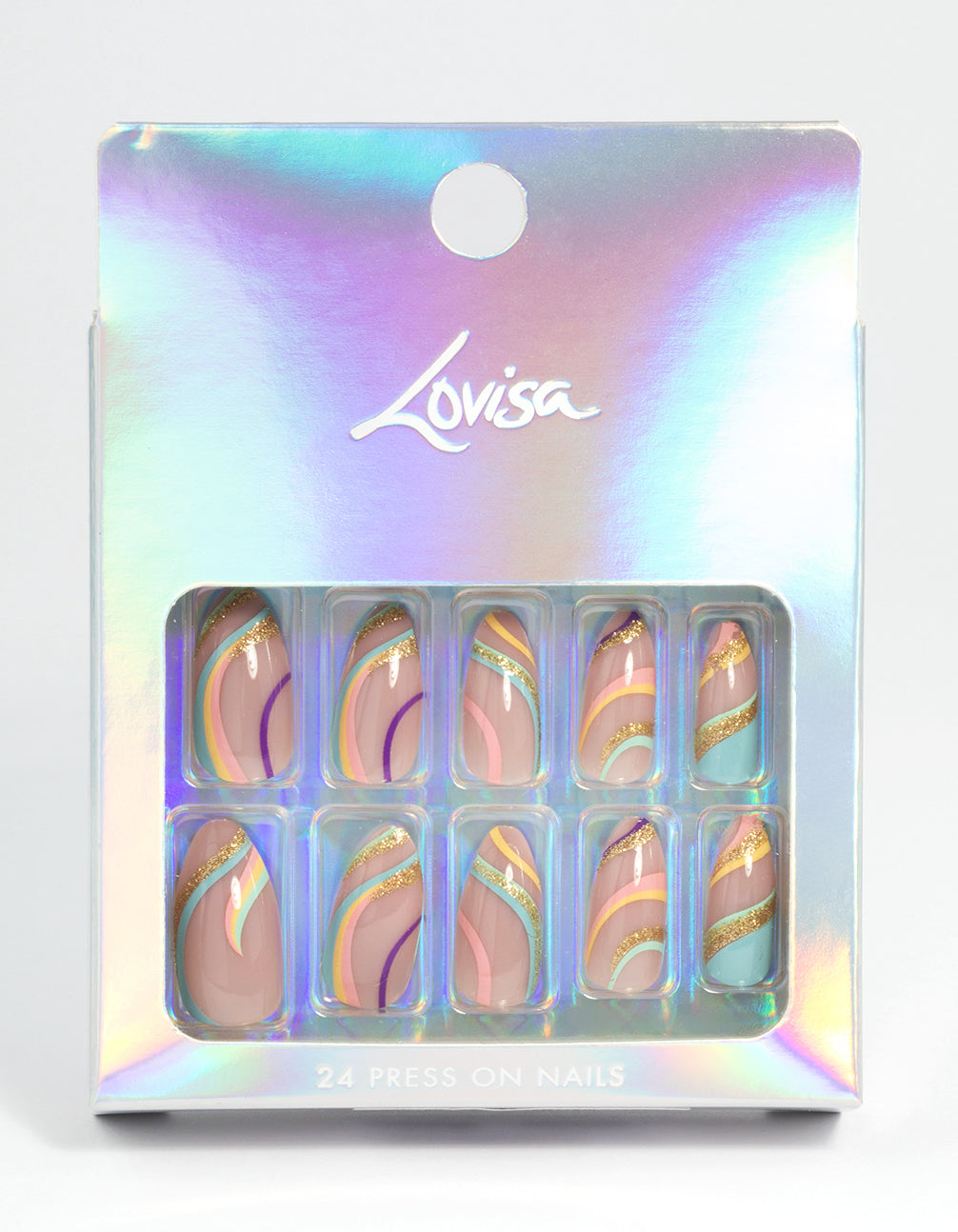 Plastic Glitter Swirl Press On Nails