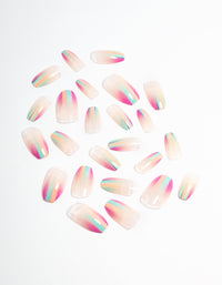 Plastic Bright Brush Stroke Press On Nails - link has visual effect only