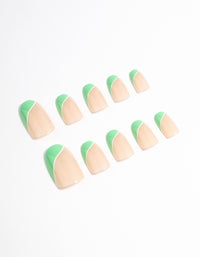 Plastic Two Tone Mint Tips Press On Nails - link has visual effect only