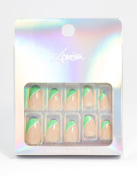 Plastic Two Tone Mint Tips Press On Nails - link has visual effect only