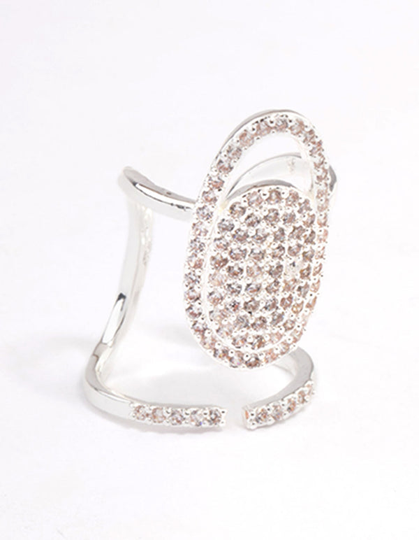 Silver Diamante Mani Fingertip Ring