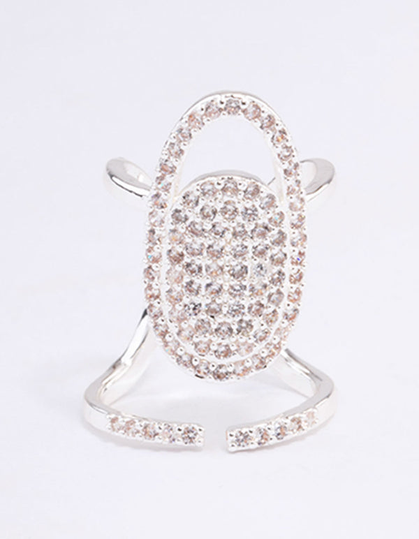 Silver Diamante Mani Fingertip Ring