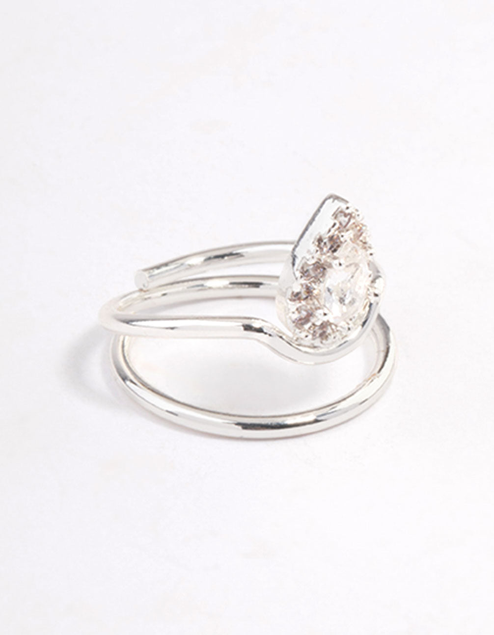 Silver Diamante Nail Fingertip Ring