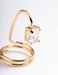 Gold Crystal Oval Fingertip Ring - link has visual effect only