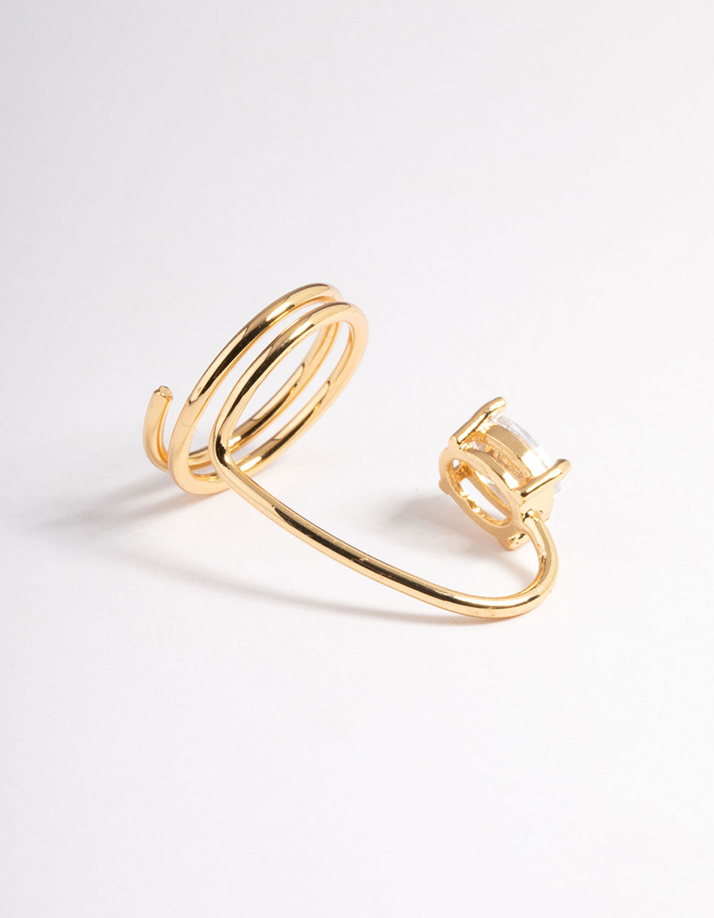 Gold Crystal Oval Fingertip Ring
