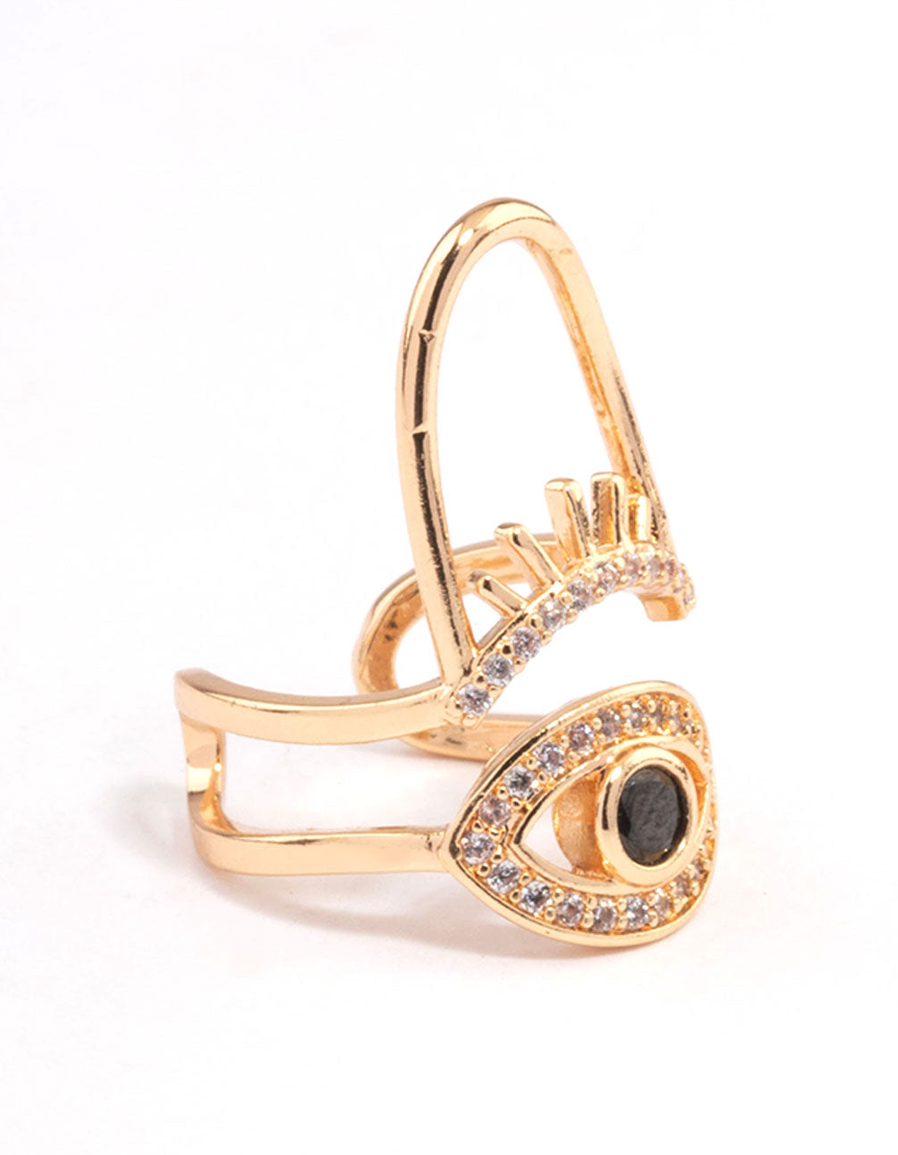 Gold Cubic Zirconia Diamante Fingertip Ring