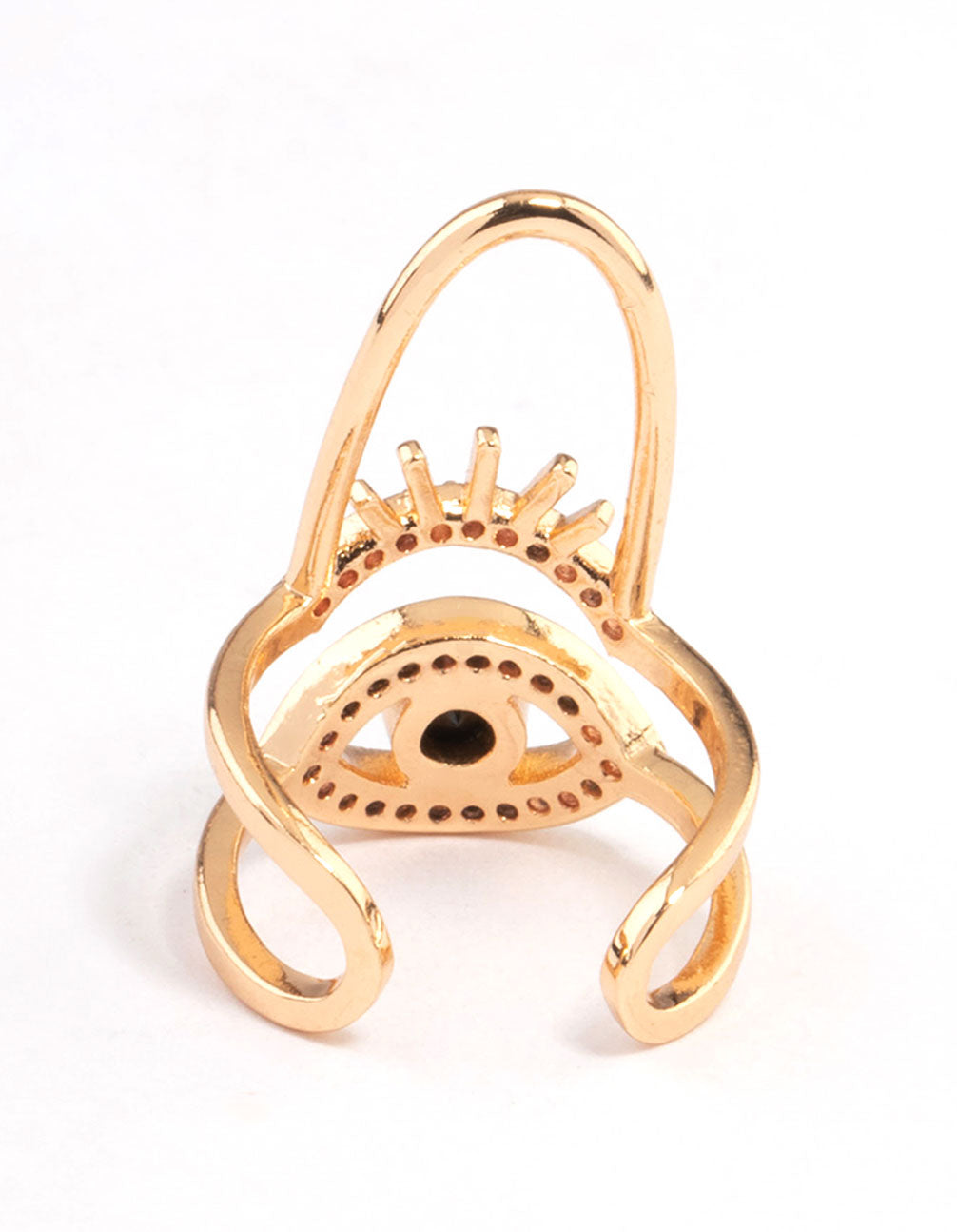 Gold Cubic Zirconia Diamante Fingertip Ring