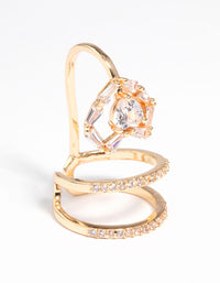 Gold Crystal Heart Fingertip Ring - link has visual effect only
