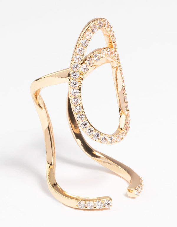 Gold Diamante Mani Fingertip Ring