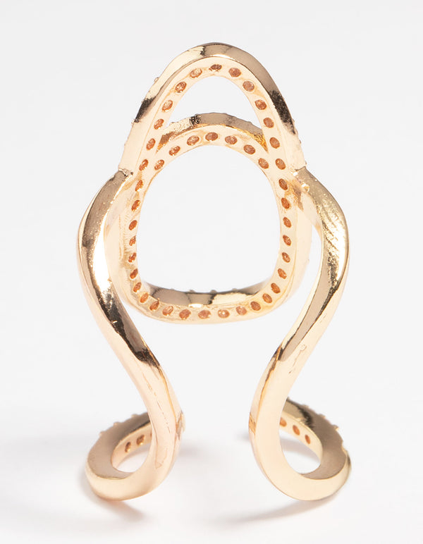 Gold Diamante Mani Fingertip Ring