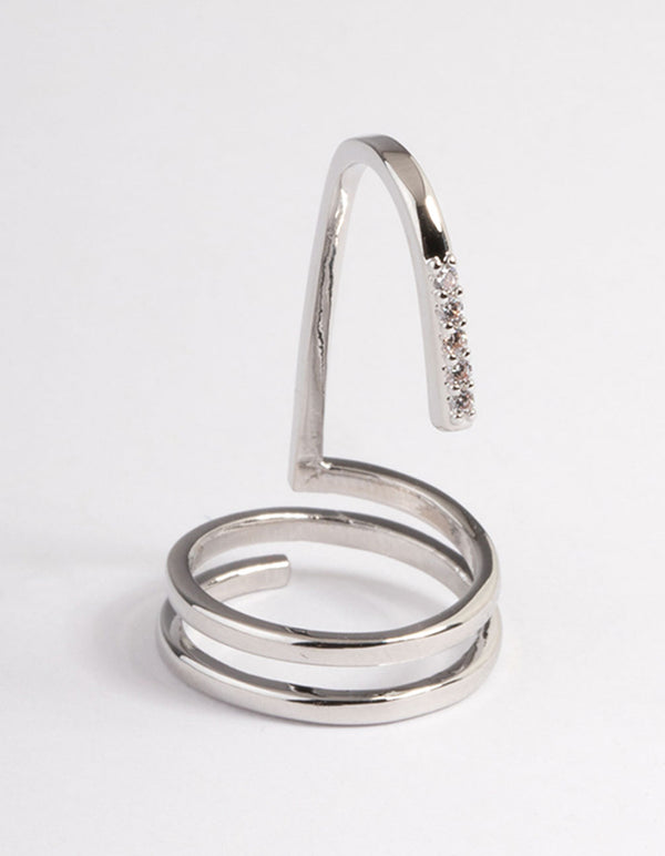 Silver Diamante Strip Fingertip Ring