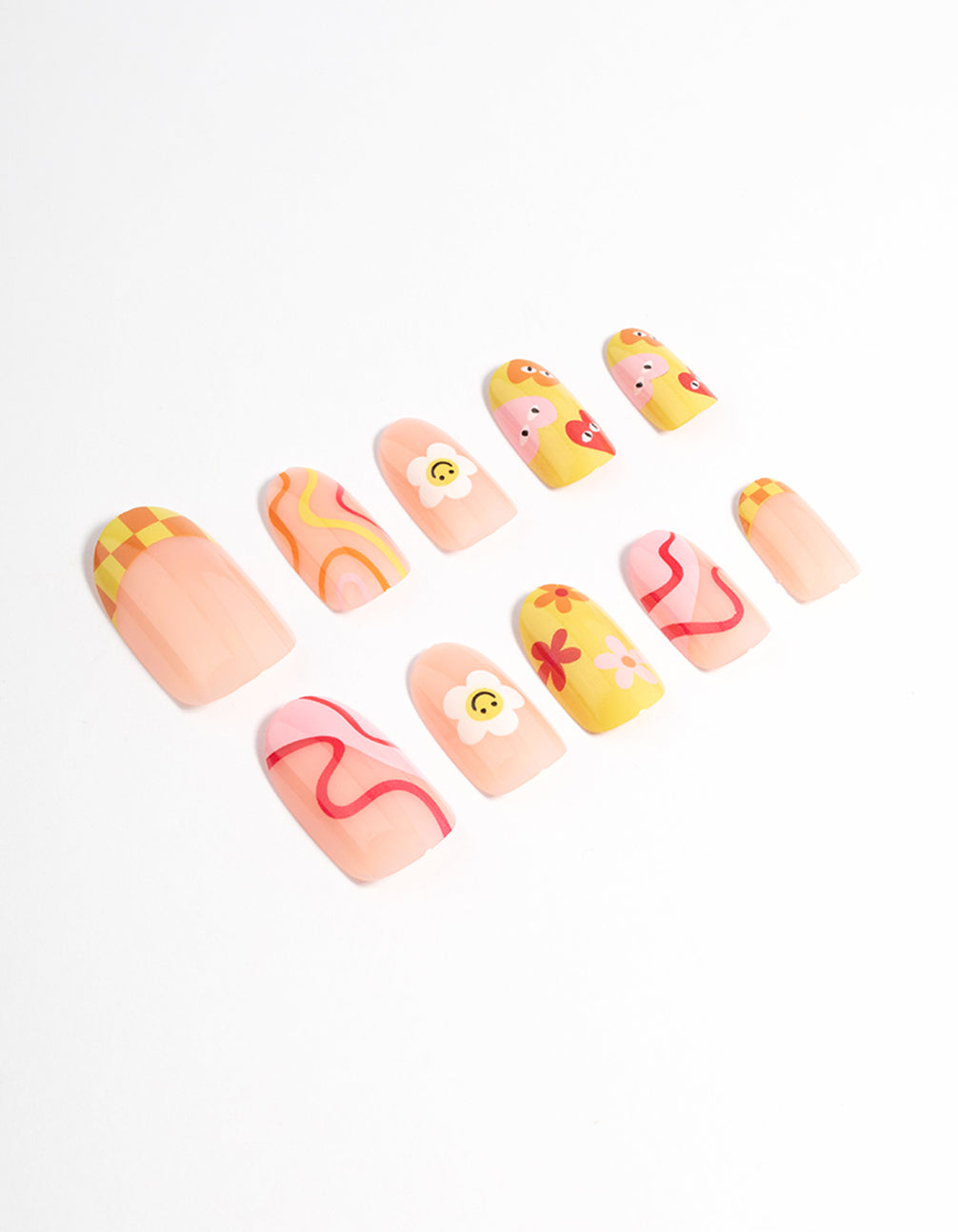 Plastic Bright Checkerboard Press On Nails