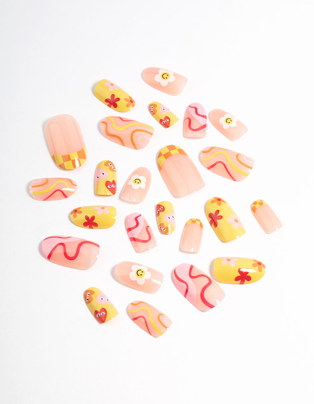 Plastic Bright Checkerboard Press On Nails