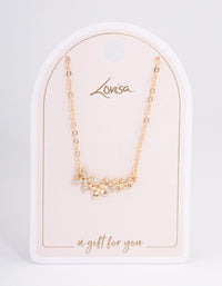 Gold Diamante Flower Cluster Necklace - link has visual effect only