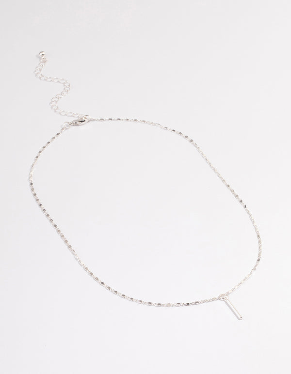 Silver Flat Chain Stick Necklace