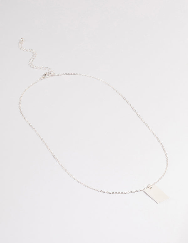 Silver Solid Tag Necklace