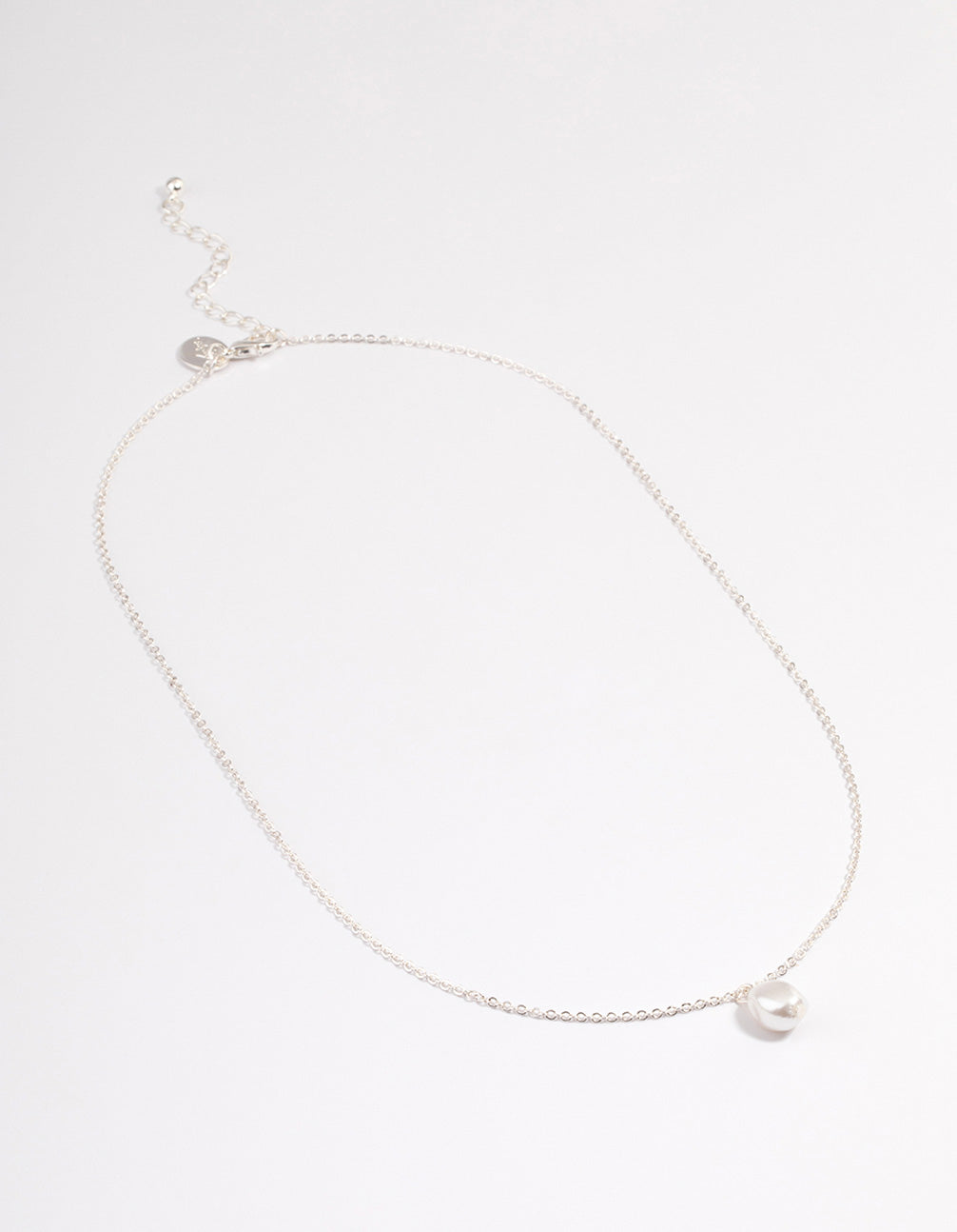 Silver Pearl Dangle Necklace