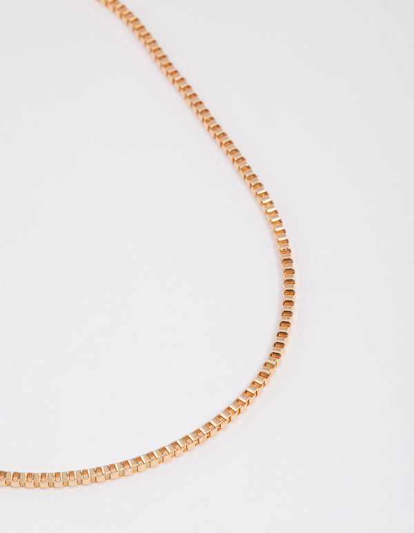 Gold Box Chain Necklace