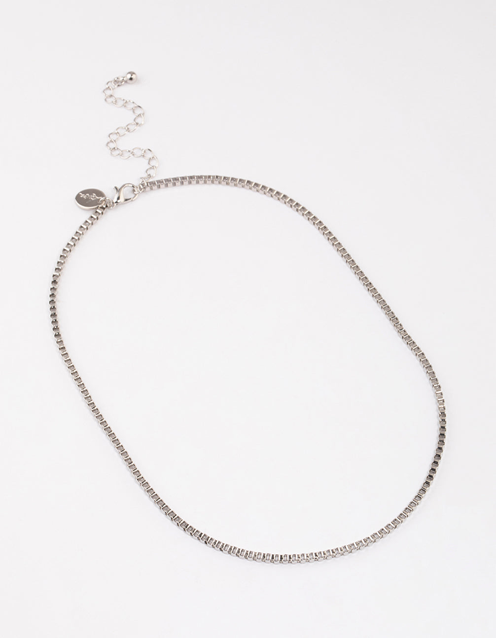 Rhodium Box Chain Necklace