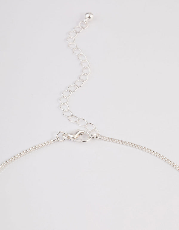 Silver Boxchain Large Diamante Cross Necklace