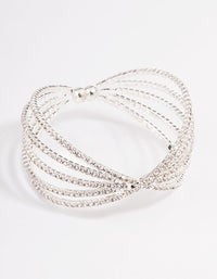 Silver Triple Row Criss Cross Wrist Cuff - link has visual effect only