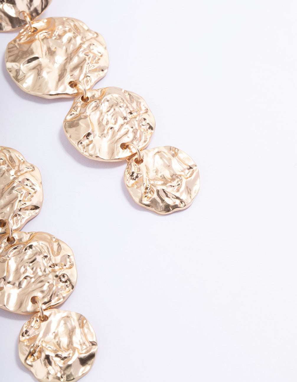 Gold Statement Molten Circle Drop Earrings