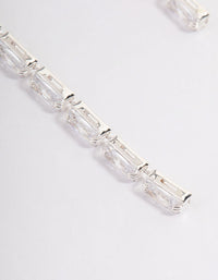 Silver Cubic Zirconia Rectangle Straight Drop Earrings - link has visual effect only
