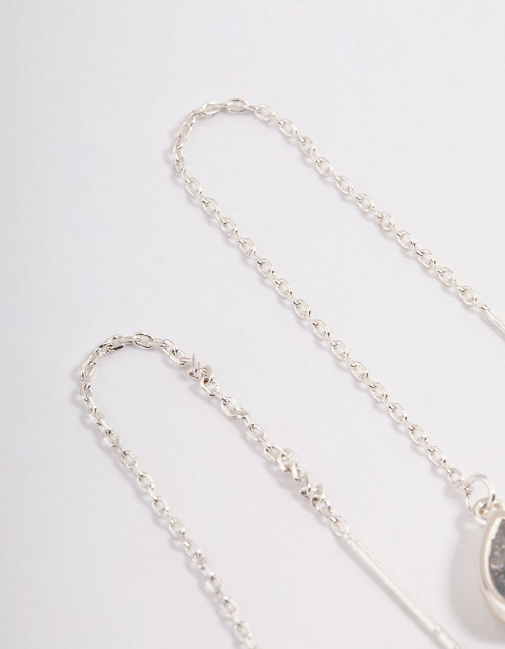 Silver Pear Thread Through Drop Earrings
