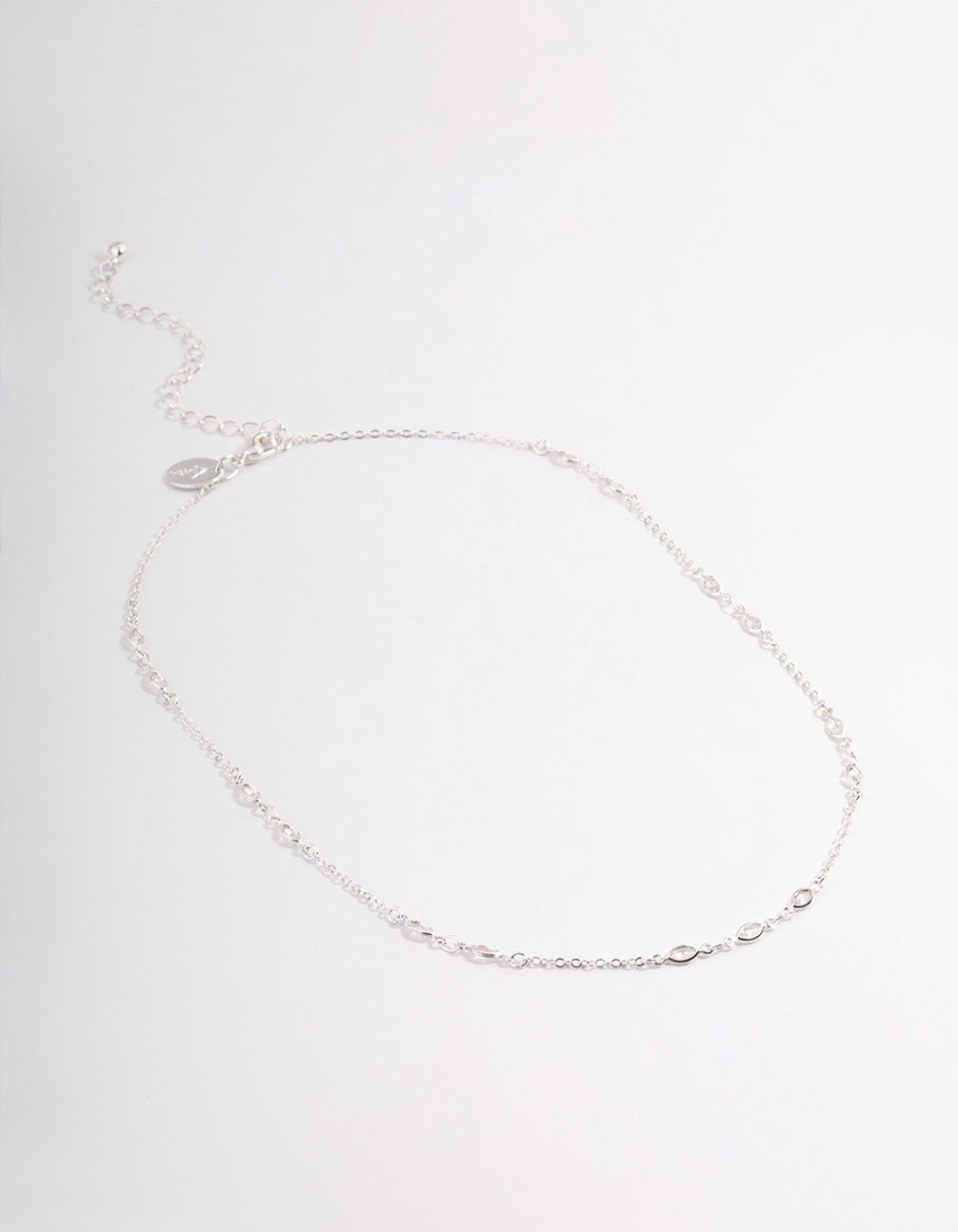 Silver Cubic Zirconia Dainty  Chain Necklace