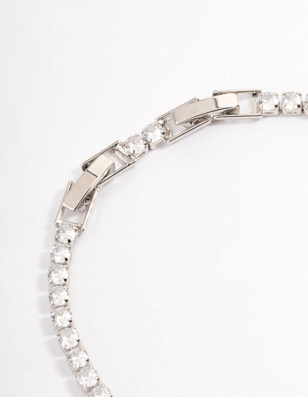 Silver Square Cupchain Circle Pendant Bracelet