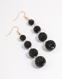 Black Triple Ball Drop Earrings - link has visual effect only