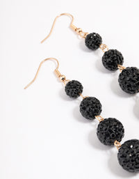 Black Triple Ball Drop Earrings - link has visual effect only