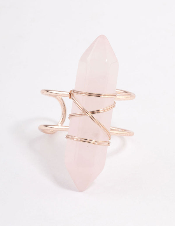 Rose Gold Semi Precious Pink Stone Ring
