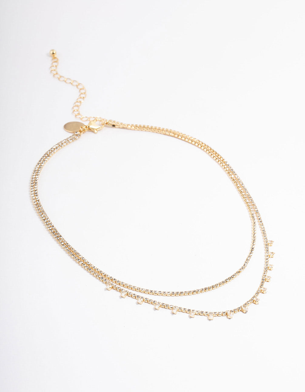 Gold Plated Diamante Double Layer Choker