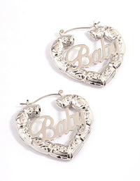 Silver Baby Statement Hoop Earrings - link has visual effect only