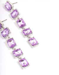 Silver Square Stone Drop Earrings - link has visual effect only