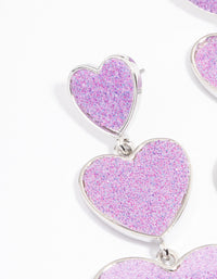 Silver Pink Heart Statement Earrings - link has visual effect only
