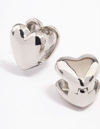 Silver Puffy Heart Huggie Earrings - link has visual effect only