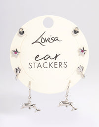 Silver Dolphin Stacker Earrings - link has visual effect only