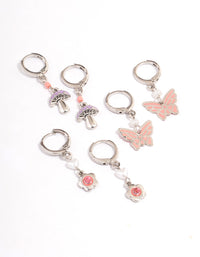 Silver Mushroom Stacker Earrings Pack - link has visual effect only