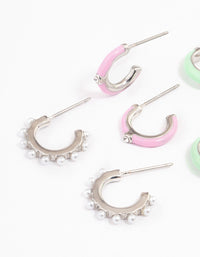 Silver & Green Heart Stacker Earrings - link has visual effect only