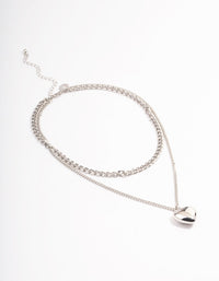 Silver Puffy Heart Multi-Necklace - link has visual effect only