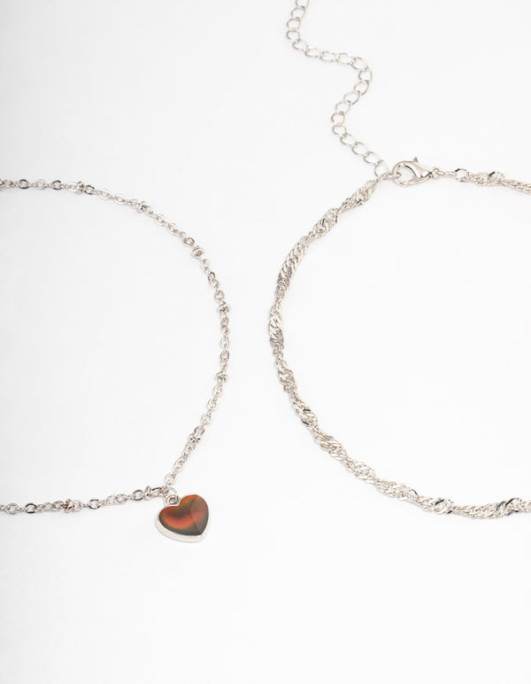 Silver Heart Medium Choker