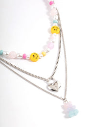 Silver Layered Smiley Gummy Necklace - link has visual effect only