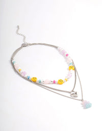 Silver Layered Smiley Gummy Necklace - link has visual effect only