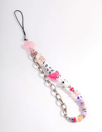 Silver Mixed Bead Chain Phone Charm - link has visual effect only