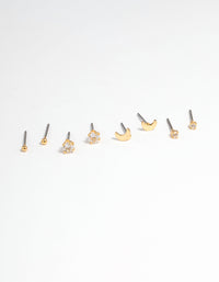 Gold Plated Cubic Zirconia Moon Earrings 8-Pack - link has visual effect only