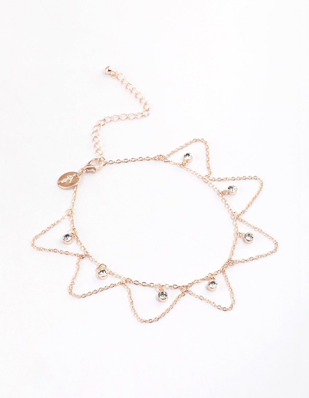 Rose Gold Diamante & Chain Loop Anklet